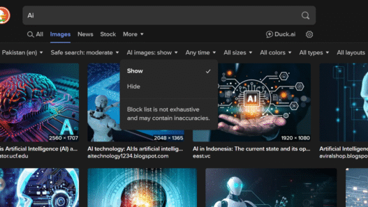 DuckDuckGo AI image filter